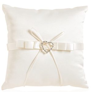Ivory Diamante Heart Ring Cushion