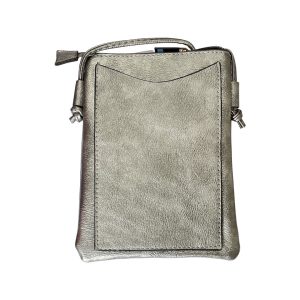 Silver Grey Patterned Stud Crossbody / Shoulder Bag