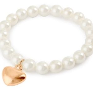 Pearly Bead Bracelet with Rose Gold Heart