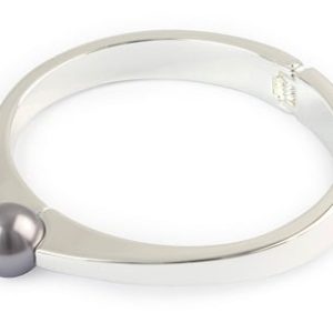 Pearly Grey Ball / Silver Bangle