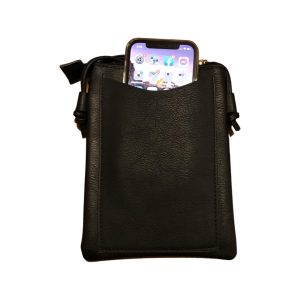 Black Feather Patterned Crossbody Bag