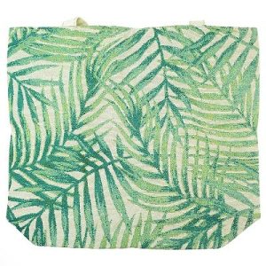 Fern  Leaf Green/Beige Canvas Tote Bag