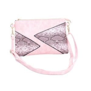 Pink Snake Triangles Design Shoulder Bag
