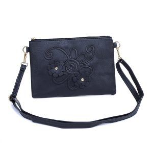 Black Daisy Delight Shoulder Bag