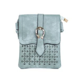 Teal Green  Patterned & Buckle Crossbody Bag