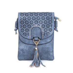 Blue Flower Patterned Crossbody Bag