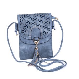Blue Flower Patterned Crossbody Bag