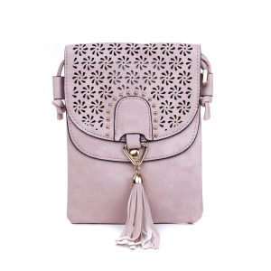 Pink Flower Patterned Crossbody Bag