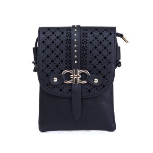 Black Diamond Patterned Crossbody Bag