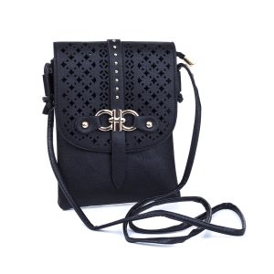 Black Diamond Patterned Crossbody Bag