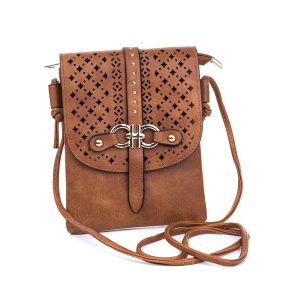 Caramel Diamond Patterned Crossbody Bag
