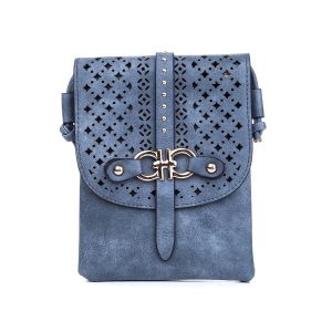 Blue Diamond Patterned Crossbody Bag