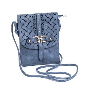 Blue Diamond Patterned Crossbody Bag
