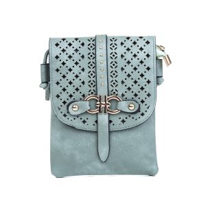 Teal Green Diamond Patterned Crossbody Bag
