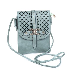 Teal Green Diamond Patterned Crossbody Bag