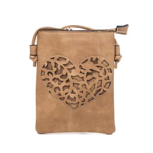 Sand Heart Patterned Crossbody Bag