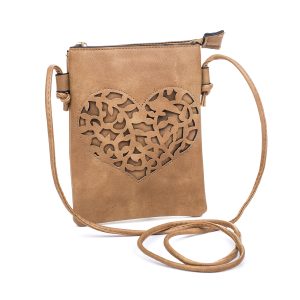 Sand Heart Patterned Crossbody Bag