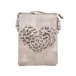 Mottled Beige Heart Patterned Crossbody Bag