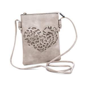 Mottled Beige Heart Patterned Crossbody Bag