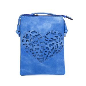 Mottled Blue Heart Patterned Crossbody Bag