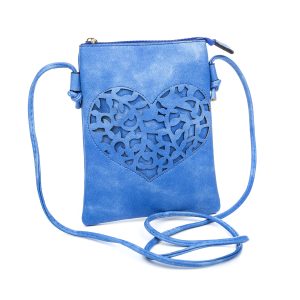 Mottled Blue Heart Patterned Crossbody Bag