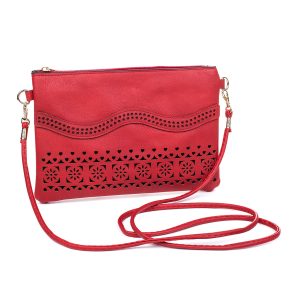 Hot Red Aztec Wave Patterned Crossbody Bag