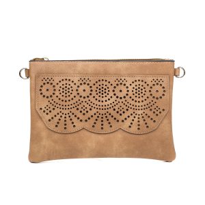 Sand Scalloped Aztec Patterned Crossbody Bag