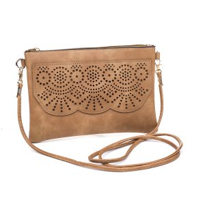 Sand Scalloped Aztec Patterned Crossbody Bag