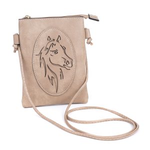 Camel Beige Horse Design Crossbody Bag