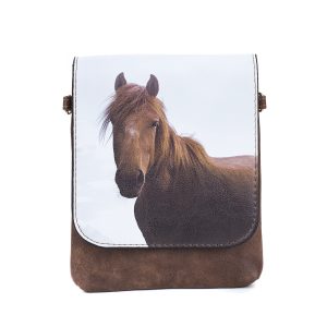 White Diamond Horse Brown Shoulder Bag