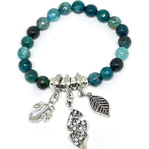 Leaves + Diamantes Bracelet – Teal