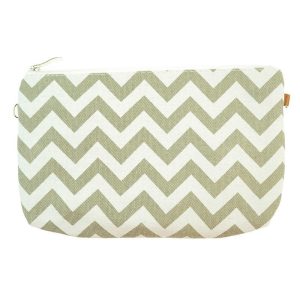 Beige Zig Zag Cosmetic Bag