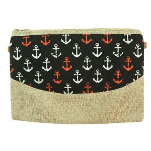 White/Red Anchors Cosmetic Bag – Black