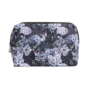 Black/Lilac Flower Toiletry Bag