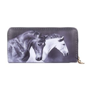 Black & White Stallion Zipped Wallet