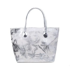 Silver Palm Tree Design Tote Bag
