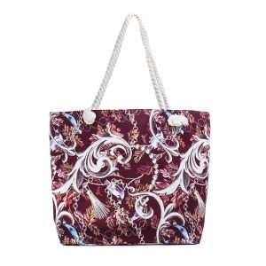 Modern Chic Burgundy Wine & White Tote Bag