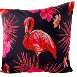 Pink Flamingo Velvet Cushion 