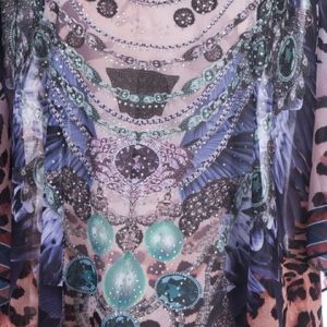 Sheer Kaftan Lilac/Rust Black with Diamantes