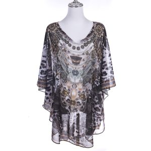 Kaftan Brown & Taupe with Diamantes