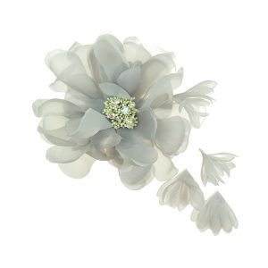 Soft Grey Flower Crystal Clip Fascinator