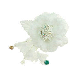 White Flower Crystal & Pearl Clip Fascinator