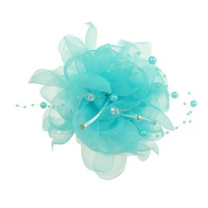 Teal Crystal Clip Fascinator