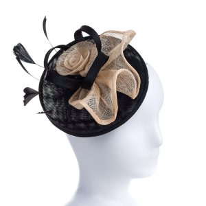 Designer Black & Beige Fascinator Headpiece