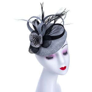 Elegant Designer Grey Fascinator Headpiece