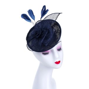 Elegant Designer Navy Fascinator Headpiece