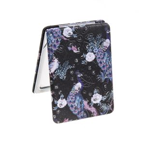 Peacock & Lyre Birds on Black Compact Mirror