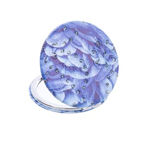 Blue Peony Flower Compact Mirror