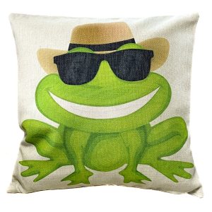 Sunglasses & Hat Frog Cushion
