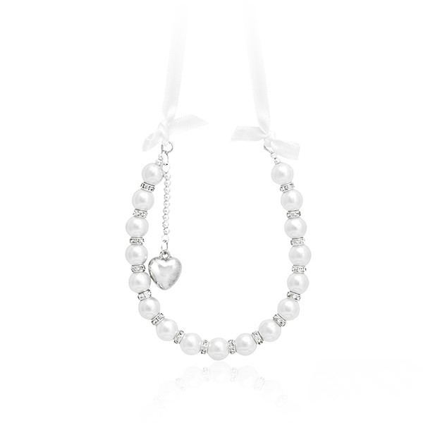 Horseshoe - Pearl with Diamantes & Silver Heart - Image 5